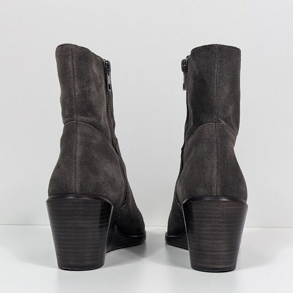 Vince Mavis Wedge Ankle Boots Charcoal Gray Suede Women's 7 - Picture 3 of 9